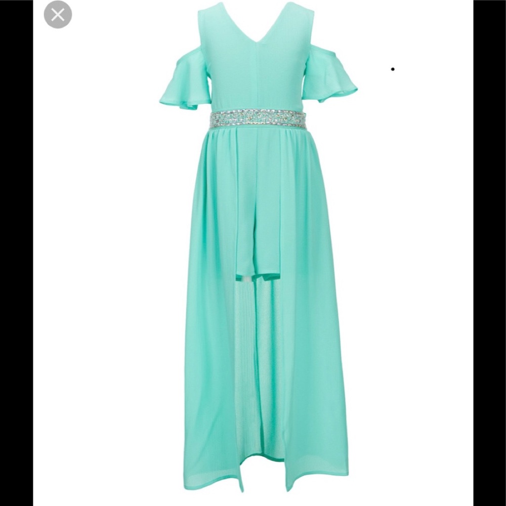 Beaded-Waist Maxi Romper.